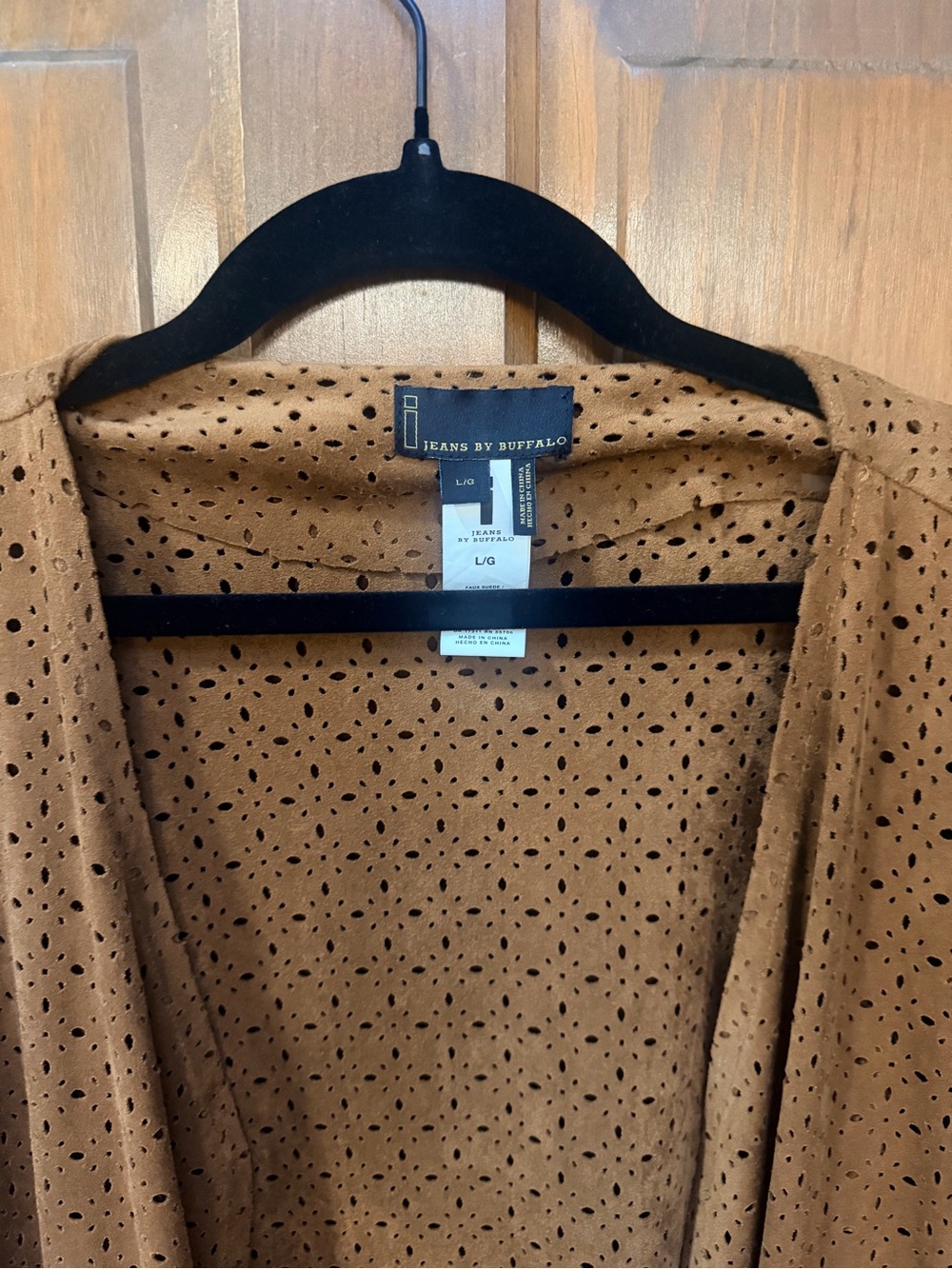 Buffalo David Bitton Camel Laser-Cut Fringe Open Front Kimono - Picture 2 of 5